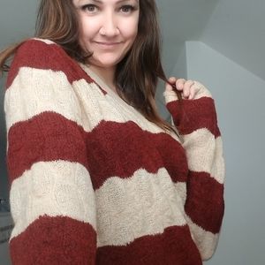 Wine and Taupe Sweater